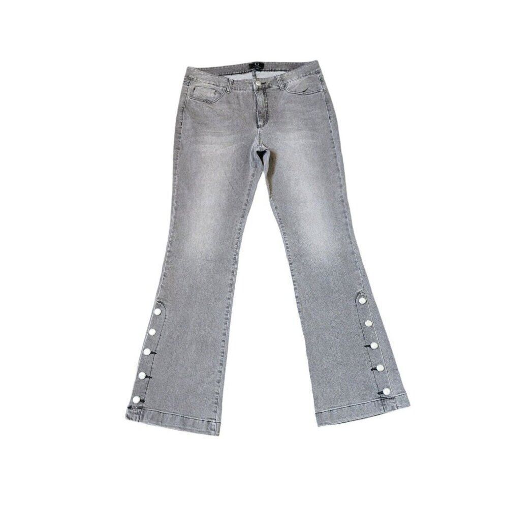 G by Giuliana Faded Low Rise Denim Jeans Leg Grommets Womens Size 12 Gray